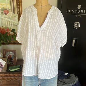 Tommy Hillfiger White Top and Distressed Blue Jeans